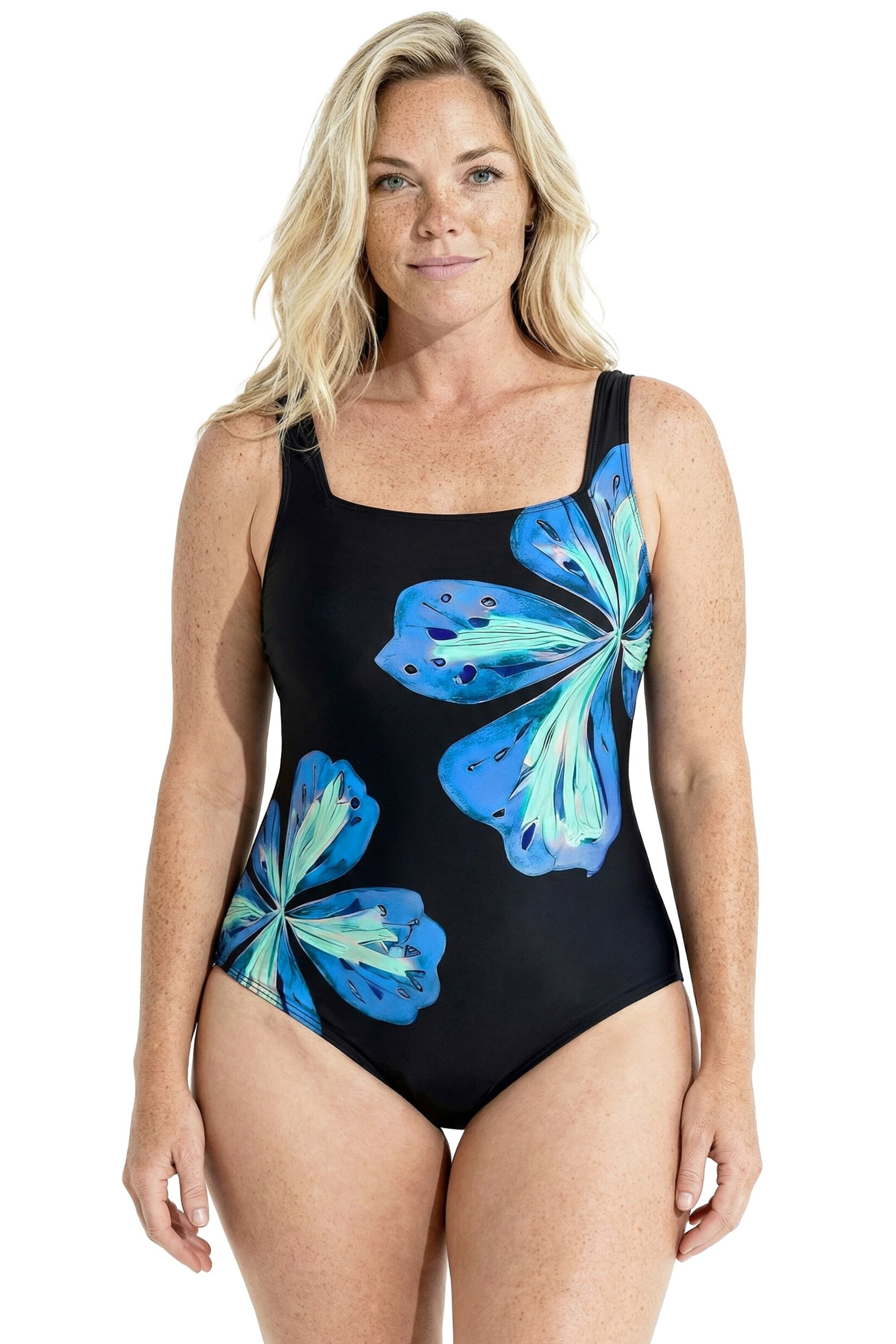 Ulla Popken Bustier Badeanzug in Schwarz