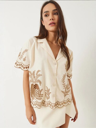 Bianco Lucci Chemisier en camel / beige clair, Vue avec produit