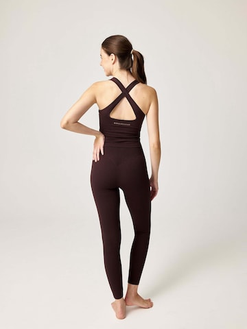 OCEANSAPART Skinny Workout Pants 'Brandy' in Brown