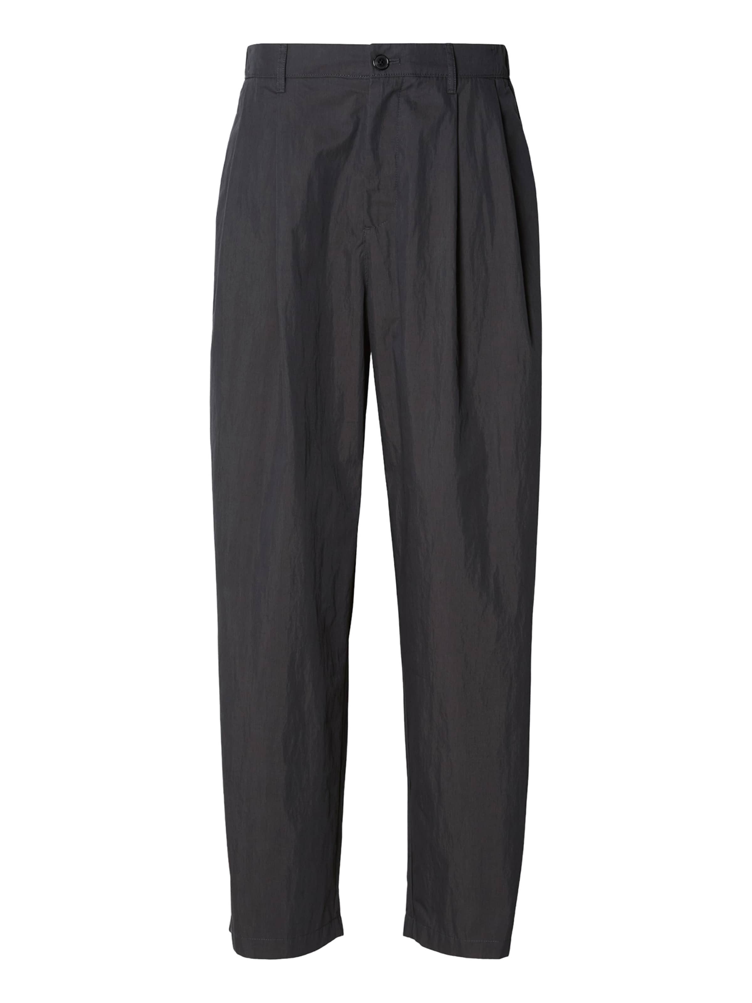Calvin Klein Baggy Pleat-Front Pants in Grey: front
