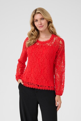 Chemisier 'Kit' Cream en rouge : devant