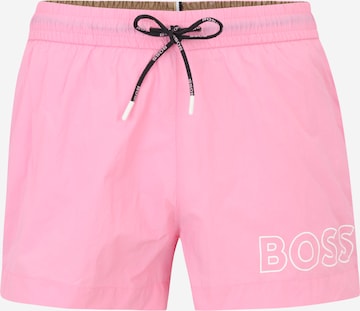 BOSS Шорти за плуване 'Mooneye' в розово: отпред