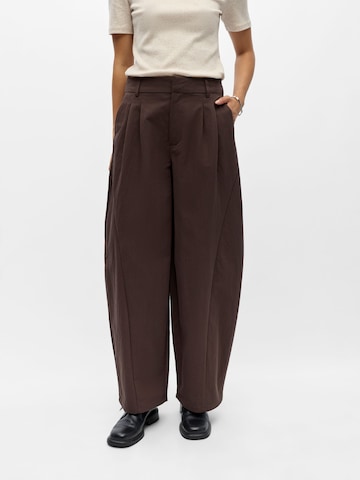 OBJECT Barrel Pleat-front trousers 'OBJTanya' in Brown: front