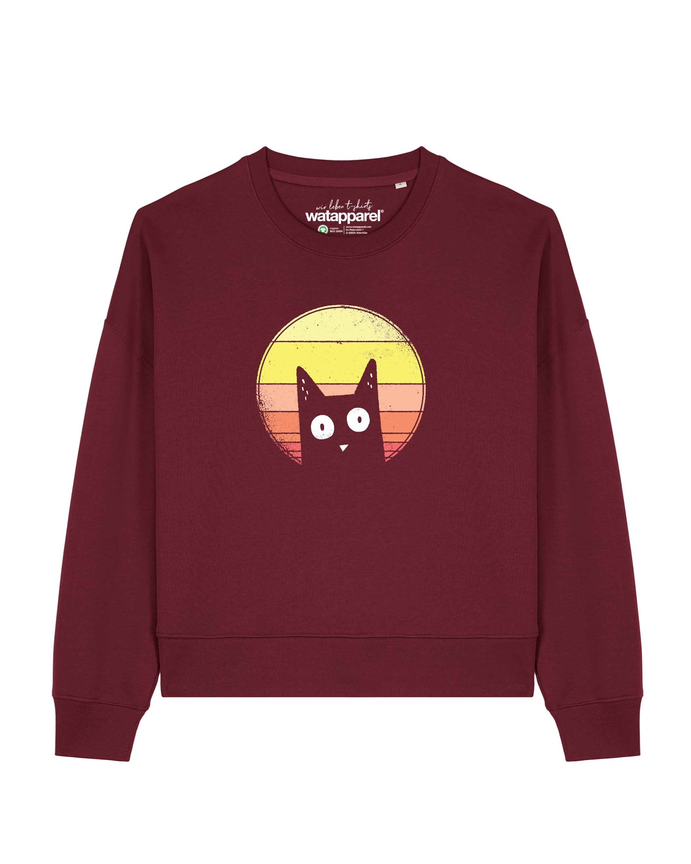 Watapparel Sweatshirt 'Sunset Cat' in Red: front