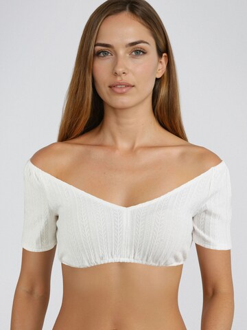 Blouse folklorique 'Hannelore' SPIETH & WENSKY en blanc : devant