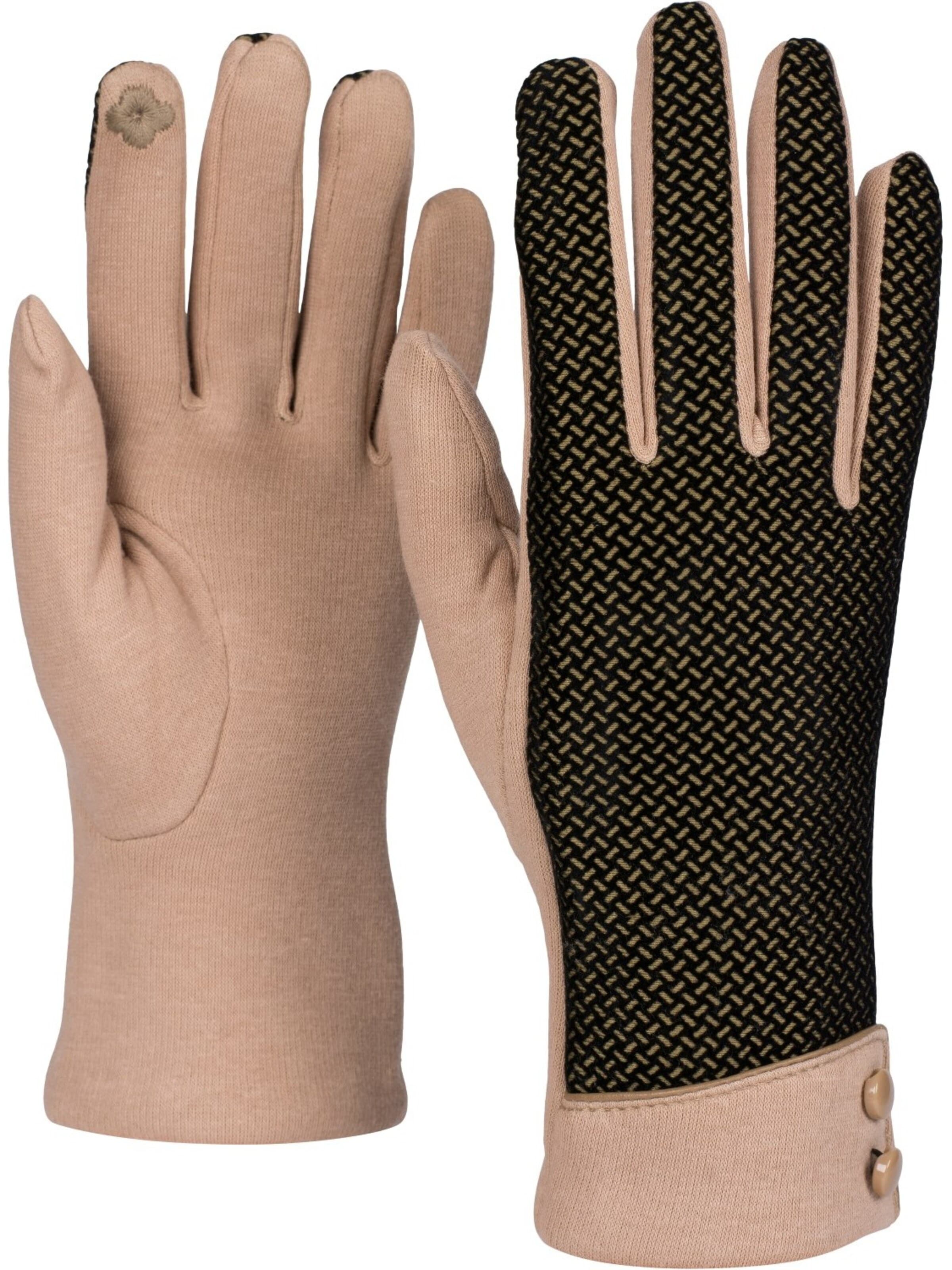 styleBREAKER Full finger gloves 'Touchscreen Handschuhe mit weichem Riffel Muster' in Brown: front