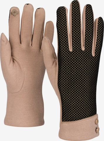 styleBREAKER Full finger gloves 'Touchscreen Handschuhe mit weichem Riffel Muster' in Brown: front