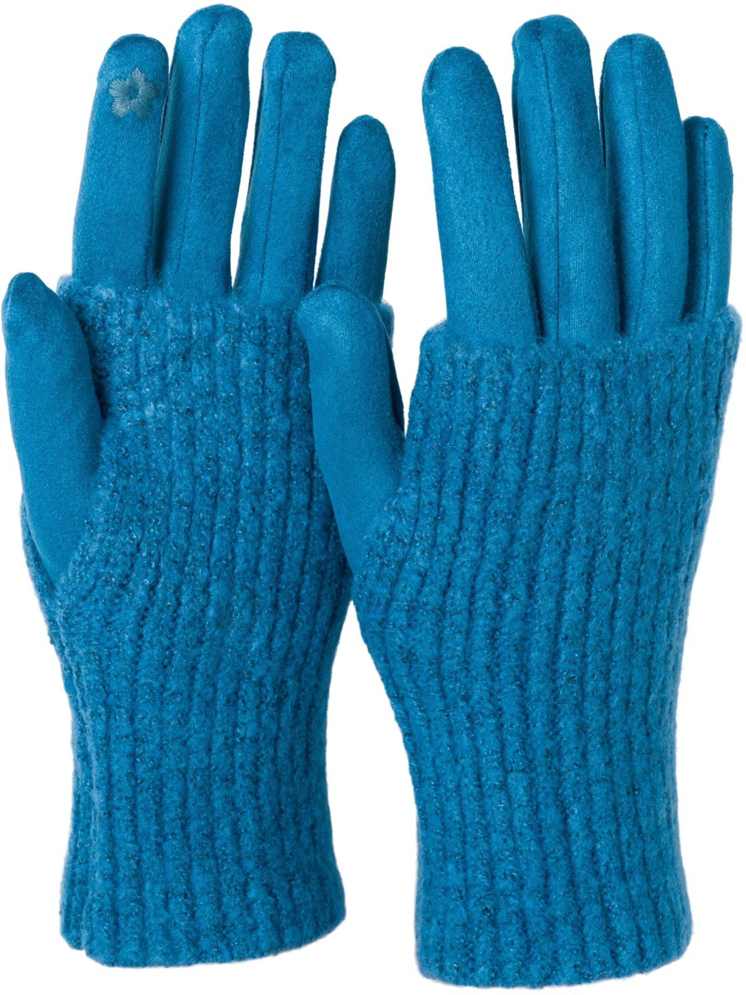 styleBREAKER Fingerhandschuhe '3 in 1 Touchscreen Stoff Handschuhe mit abnehmbarer Strick Manschette'‌‌‌‌ in XS-XL in petrol, Produktansicht