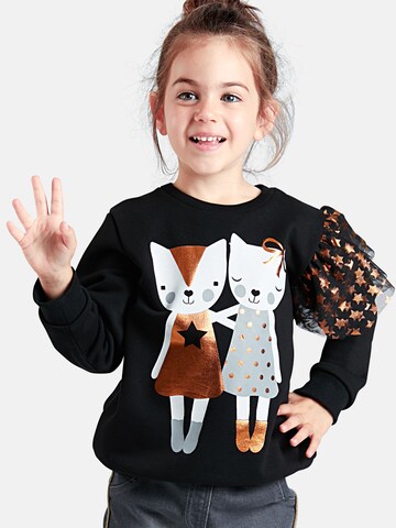 Felpa 'Buddy Cats' di Denokids in nero: frontale