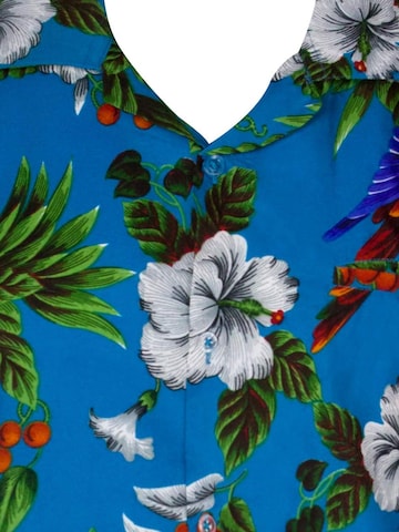 King Kameha Regular fit Button Up Shirt 'Cherryparrot' in Blue