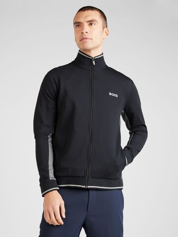 BOSS Sweat jacket in Black: front