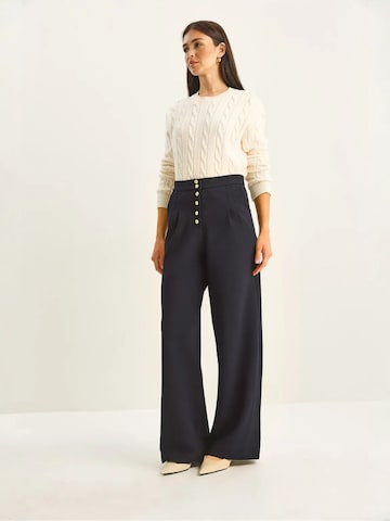 Bianco Lucci Wide leg Bandplooibroek in Blauw