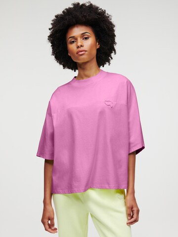 Karl Lagerfeld Oversize t-shirt ' Ikonik 2.0 ' i rosa: framsida