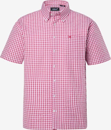 Men Plus Regular fit Button Up Shirt in Red: front