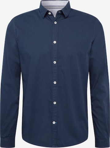 Coupe slim Chemise TOM TAILOR en bleu : devant