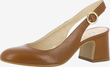 EVITA Slingback Pumps in Brown: front