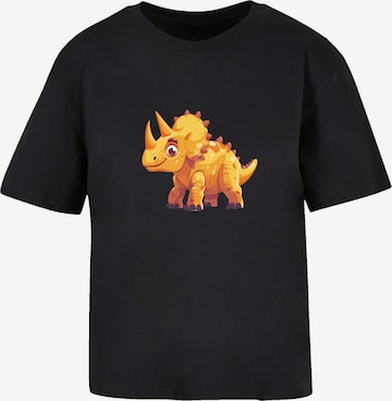 F4NT4STIC T-Shirt 'Süßer Triceratops Dinosaurier' in Schwarz: Vorderseite