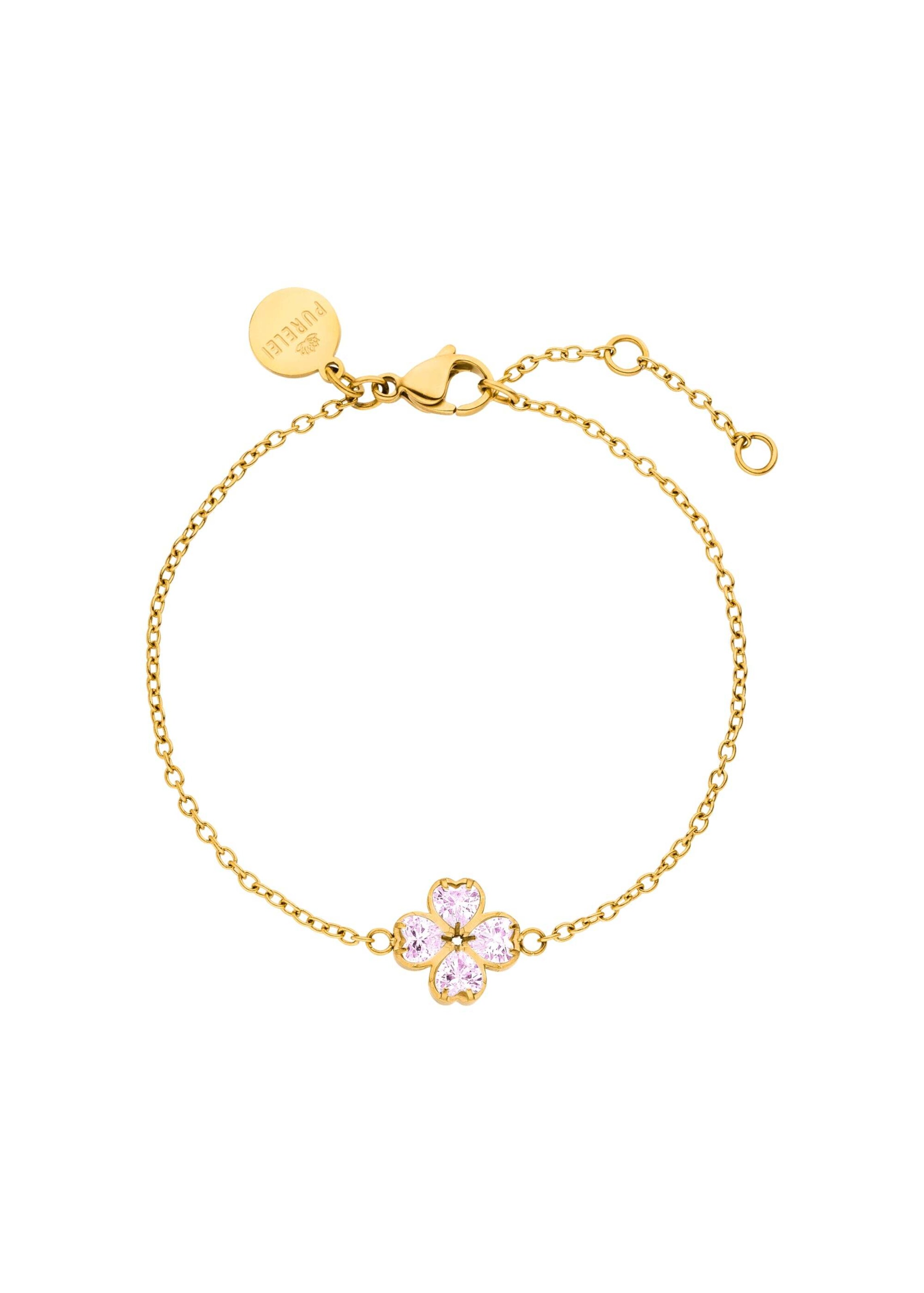 PURELEI Armband 'Cuore Rosé' in Gold: Vorderseite