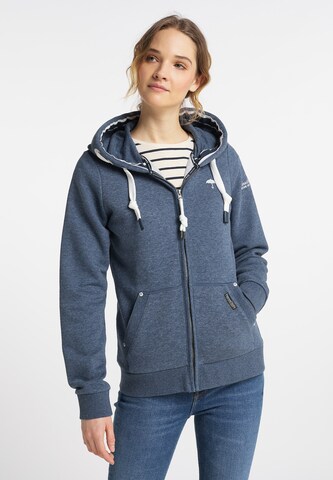 Schmuddelwedda Zip-Up Hoodie in Blue: front