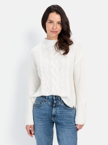 CAMEL ACTIVE Strickpullover mit Zopfmuster in Weiß: Vorderseite