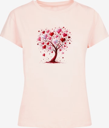 T-shirt 'Herz Baum Aquarell Druck' F4NT4STIC en rose : devant