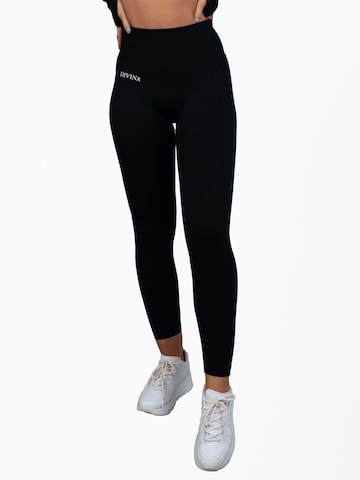 Slimfit Pantaloni sportivi 'Scrunch' di Divina in nero: frontale