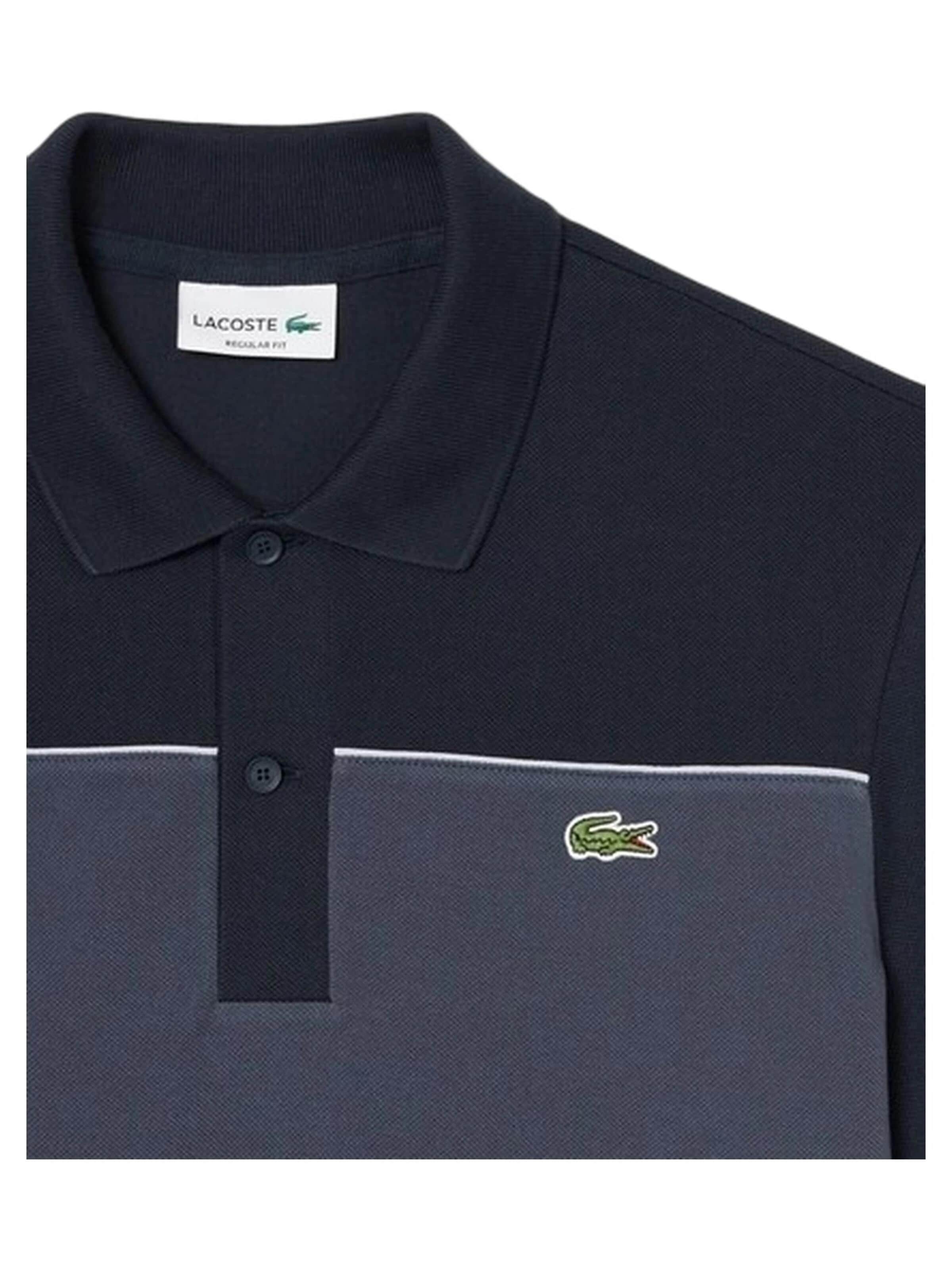 LACOSTE - Camisa 'Polo lacoste negro regular fit colour block shirt' em preto