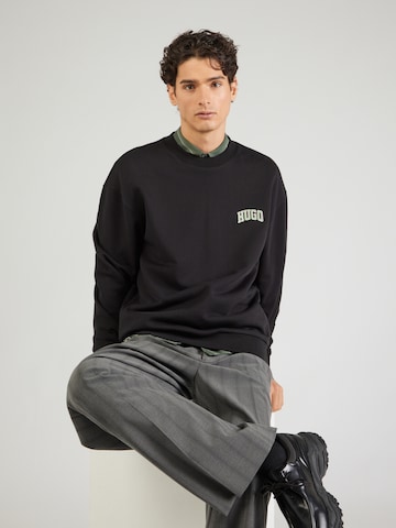 HUGO Sweatshirt 'Deakandlong' in Black: front