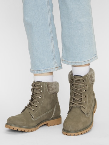 TOM TAILOR Lace-Up Ankle Boots in Grey: front