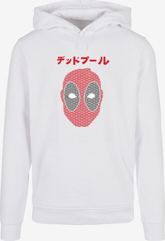 ABSOLUTE CULT Sweatshirt 'Deadpool - Japanese Seigaiha Head' in White: front