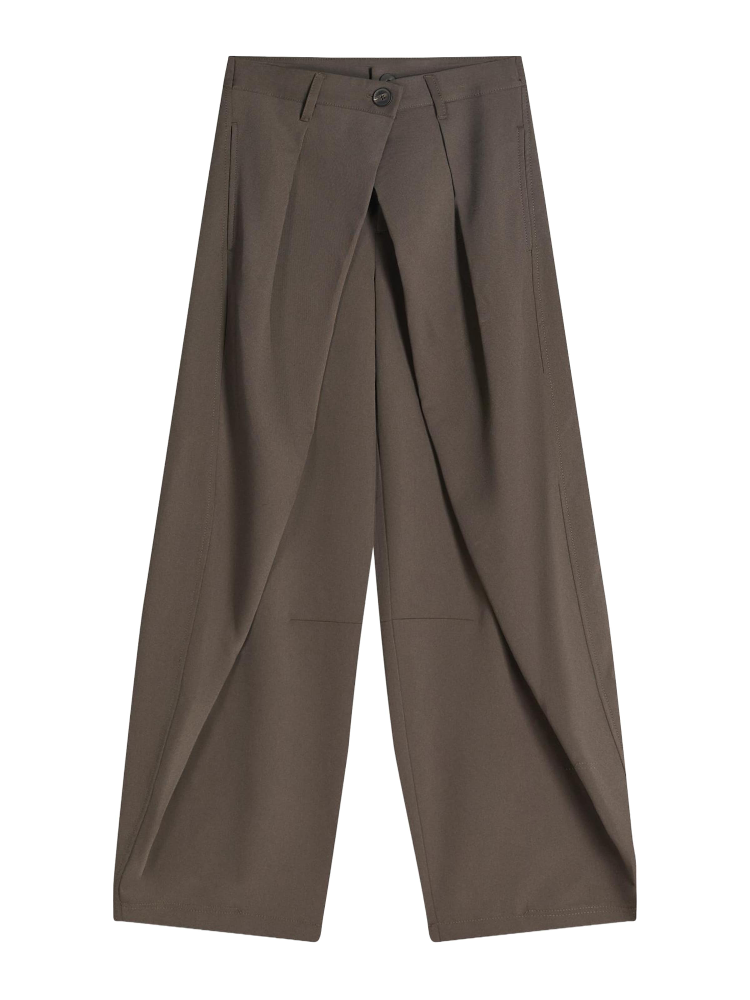 BershkaWide Leg/ Široke nogavice Hlače - crna boja: prednji dio