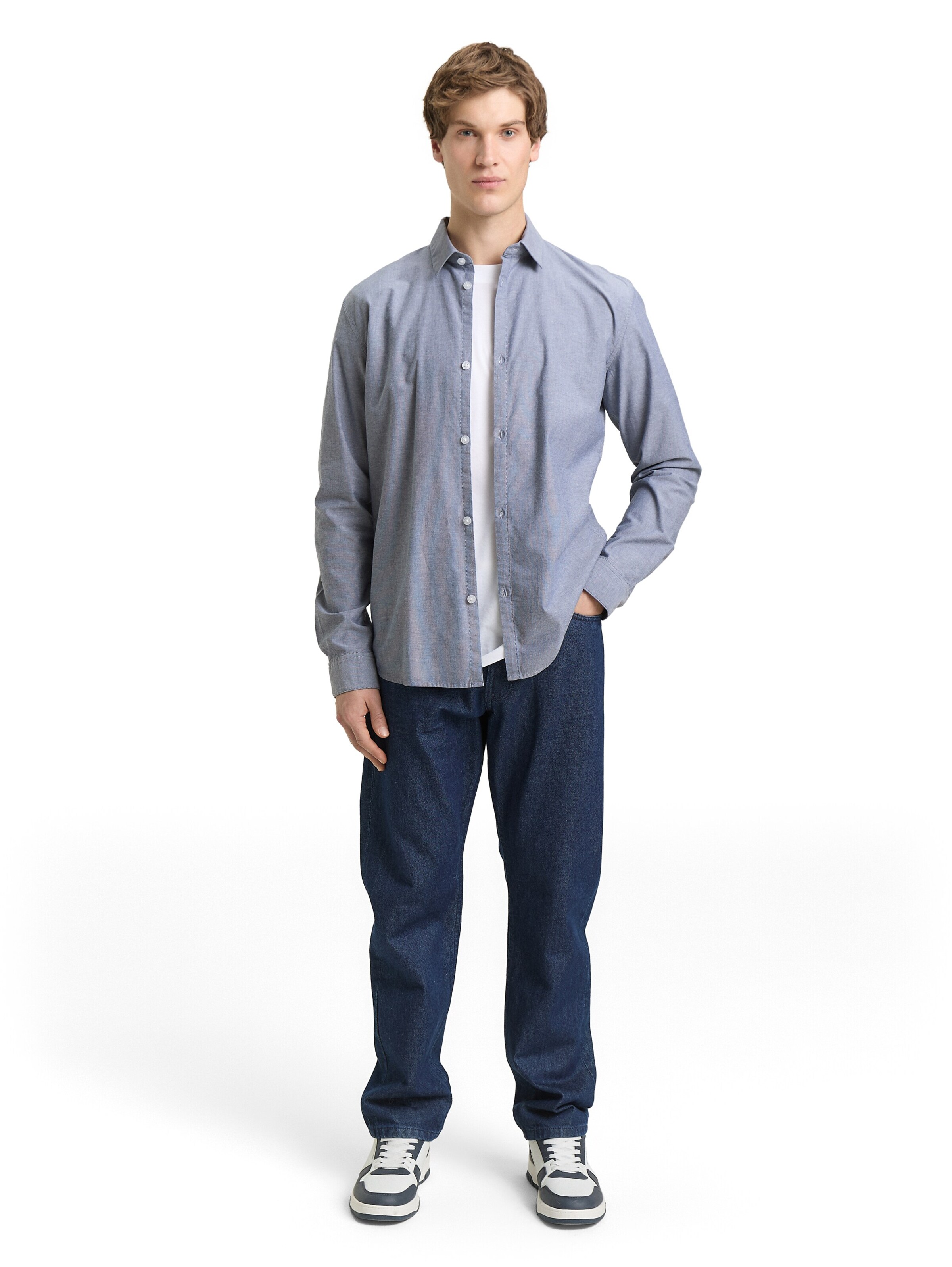 TOM TAILOR DENIM Regular fit Button Up Shirt in Blue