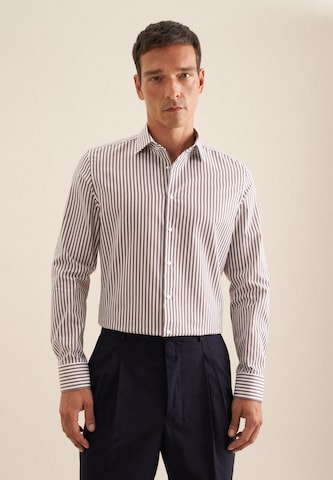 SEIDENSTICKER Regular fit Button Up Shirt 'SMART CLASSICS' in Brown: front