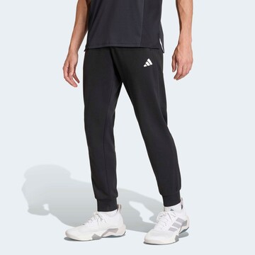 ADIDAS PERFORMANCE Tapered Workout Pants in Black: front