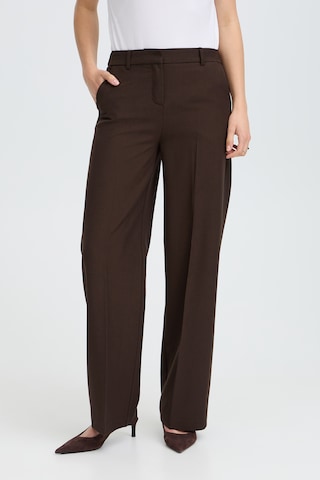 b.young Wide Leg Bukser med fals 'BYDANTA' i brun: forside