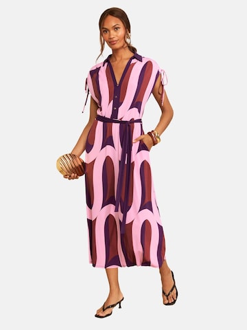 love & roses - Vestido camisero en rosa: frente