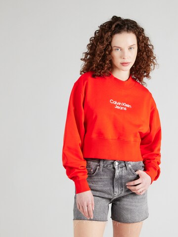 Calvin Klein Jeans Sweatshirt 'INSTITUTIONAL' in Rood: voorkant