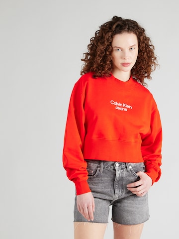 Bluză de molton 'INSTITUTIONAL' de la Calvin Klein Jeans pe roșu: față