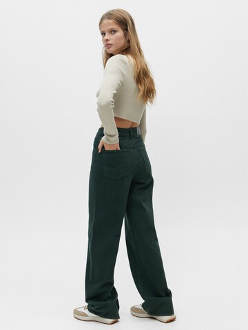 Pull&Bear Wide leg Jeans in Groen