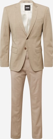 BOSS Black Regular Suit in Beige: front