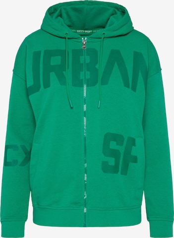 Soccx Zip-Up Hoodie in Green: front