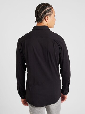 HUGO - Slim Fit Camisa 'Elisha02' em preto