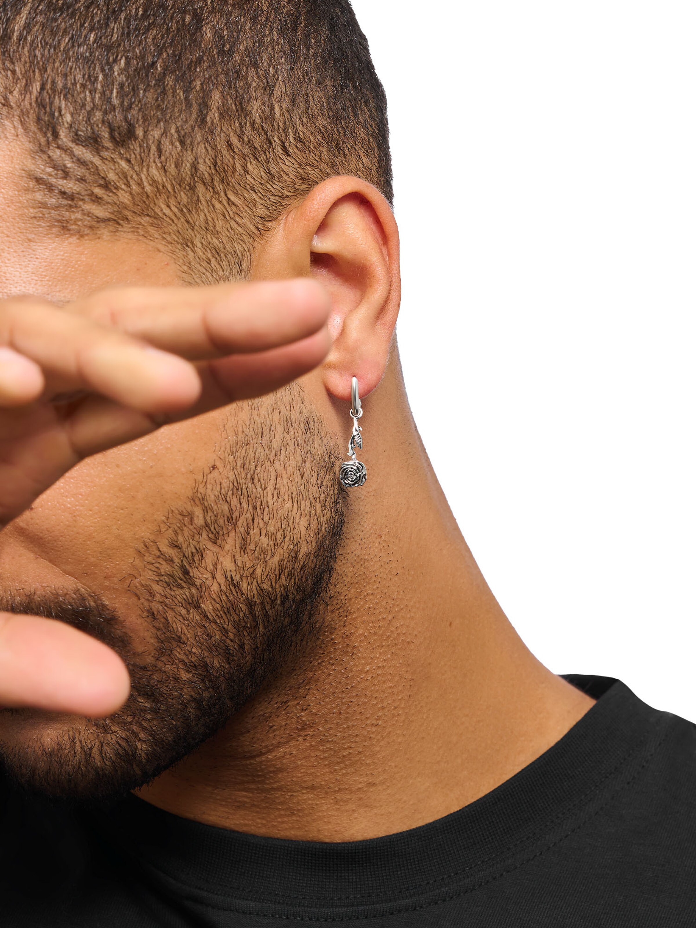 Thomas Sabo Einzel-Creole 'Midnight Rose' in Silber