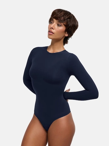 cfab - Body moldeador 'Clean Longsleeve Crewneck Sculpting Bodysuit with String' en azul