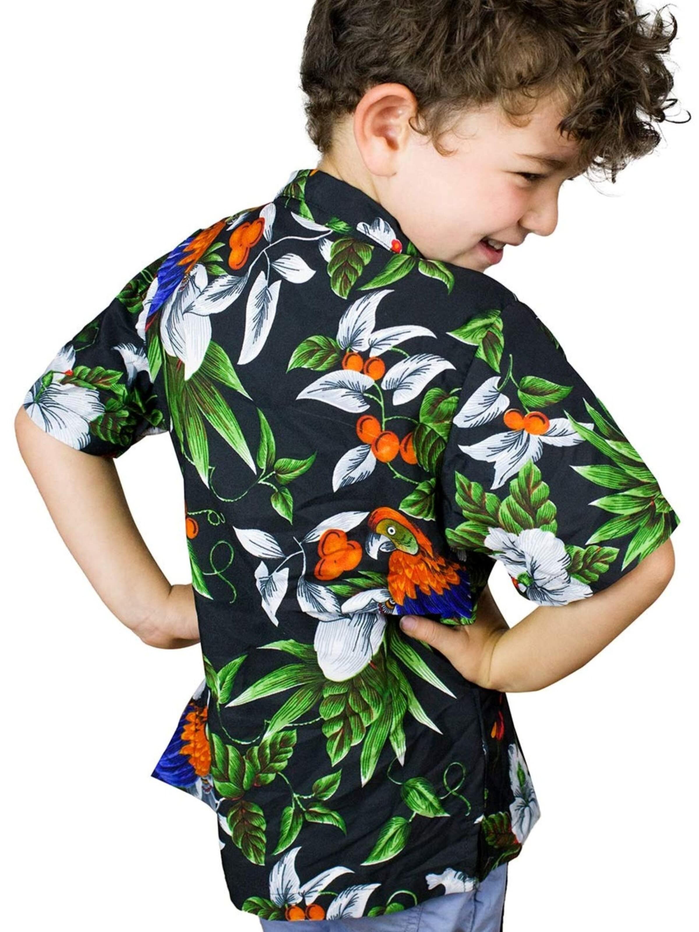 King Kameha Regular Fit Hemd 'Cherryparrot'‌‌‌‌‌‌‌‌‌ in Schwarz