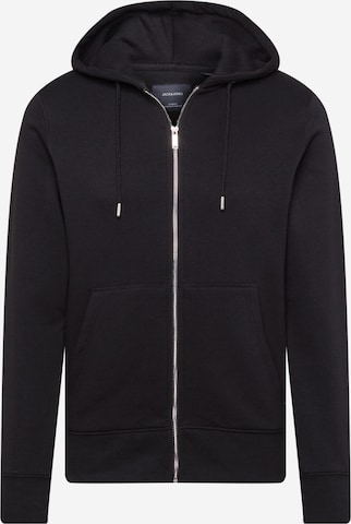 JACK & JONES - Sudadera con cremallera en negro: frente