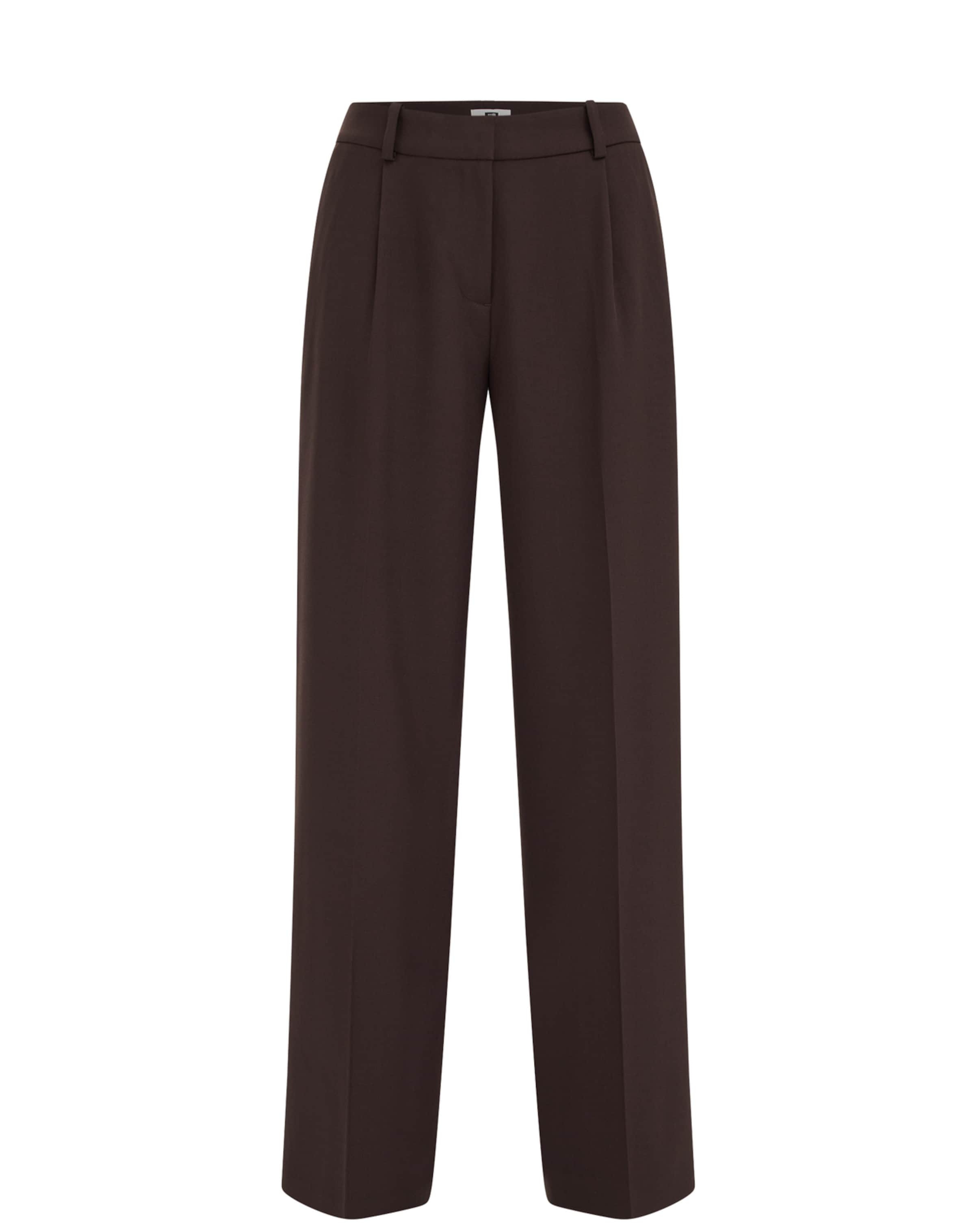 WE Fashion - regular Pantalón plisado en marrón: frente