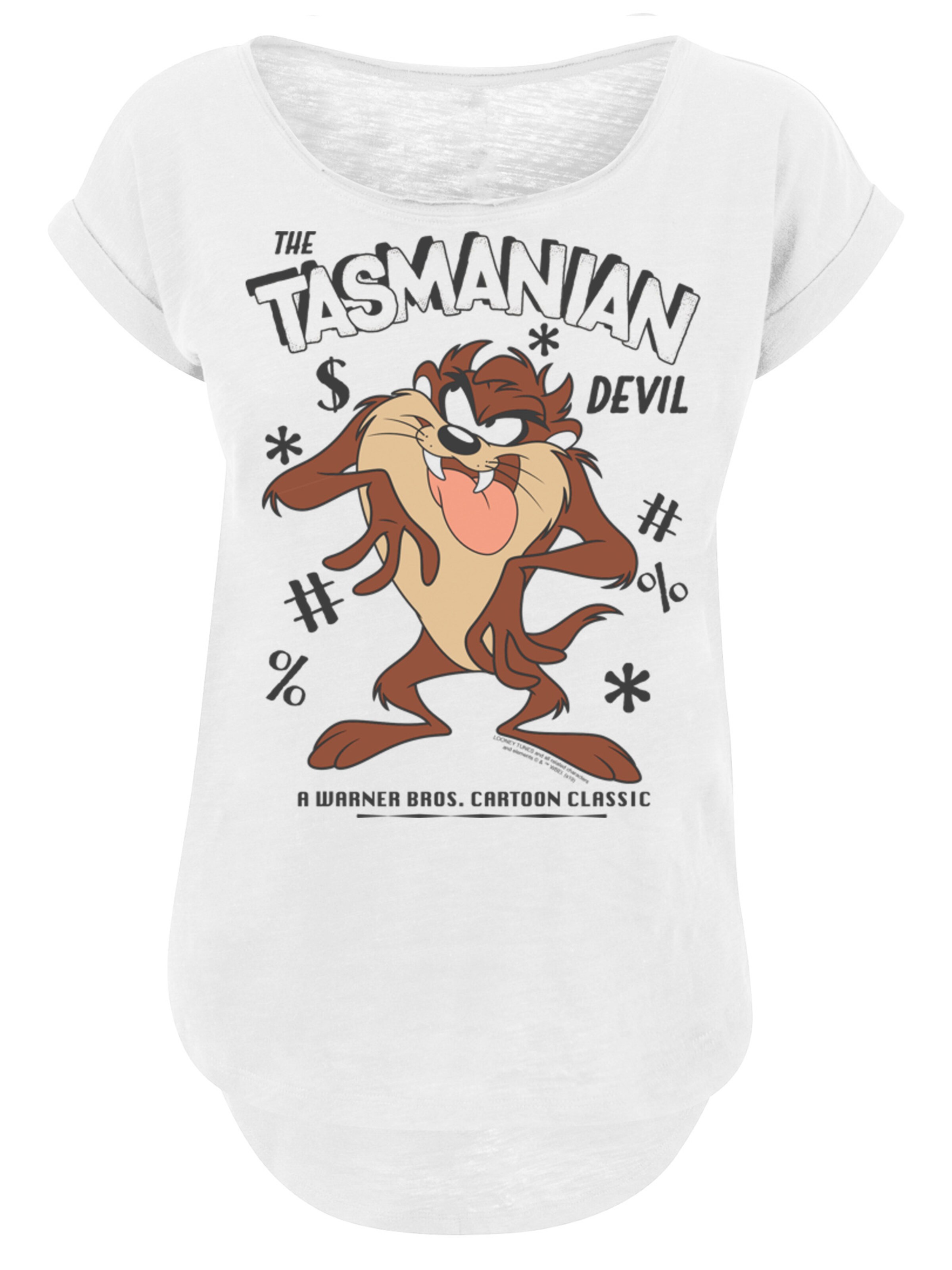 F4NT4STIC Shirt 'Looney Tunes Vintage Tasmanian Devil' in Wit: voorkant