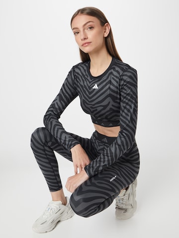 ADIDAS PERFORMANCE Λειτουργικό μπλουζάκι 'Hyperglam Techfit Zebra' σε γκρι