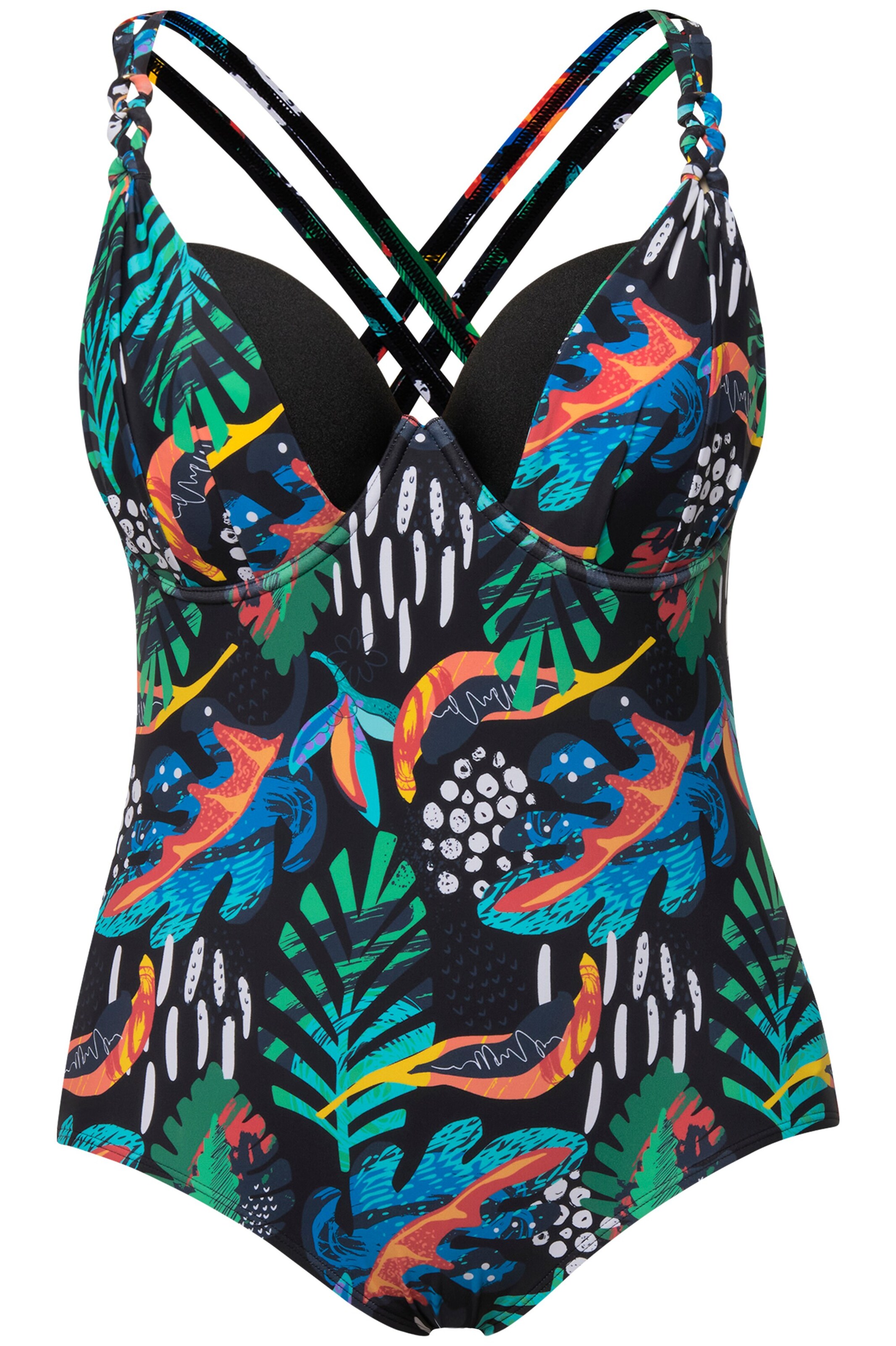 Ulla Popken Badeanzug in Schwarz: Vorderseite